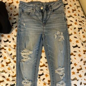 American Eagle Outfitters Light Blue Distressed Skinny Jeans